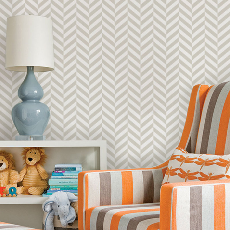 SimpleShapes Herringbone Solid Paintable Peel and Stick Wallpaper Panel
